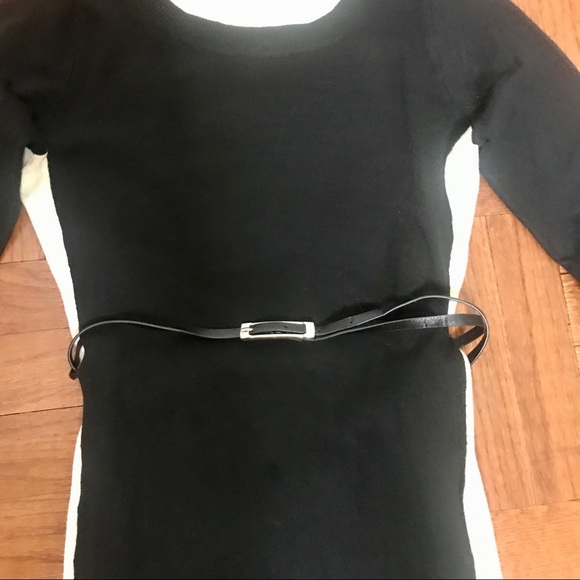 Black & Cream long sleeve sweater dress by Poof - Picture 2 of 5